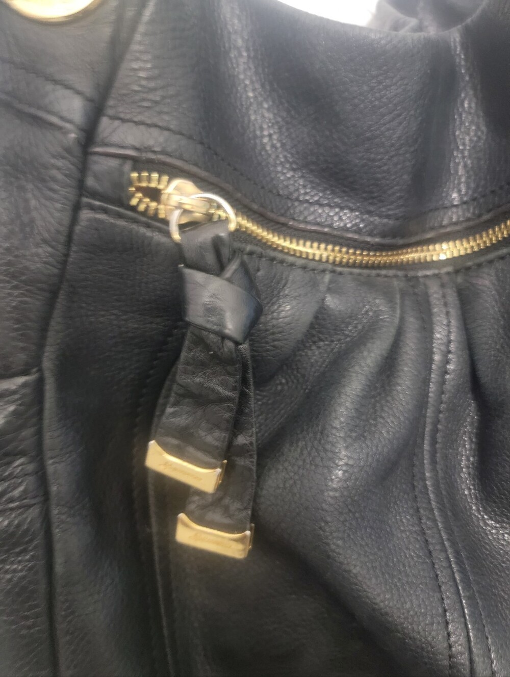 Leather B makowsky Hobo Bag With Leopard Lining And gold Hardware Excellent - Picture 3 of 8